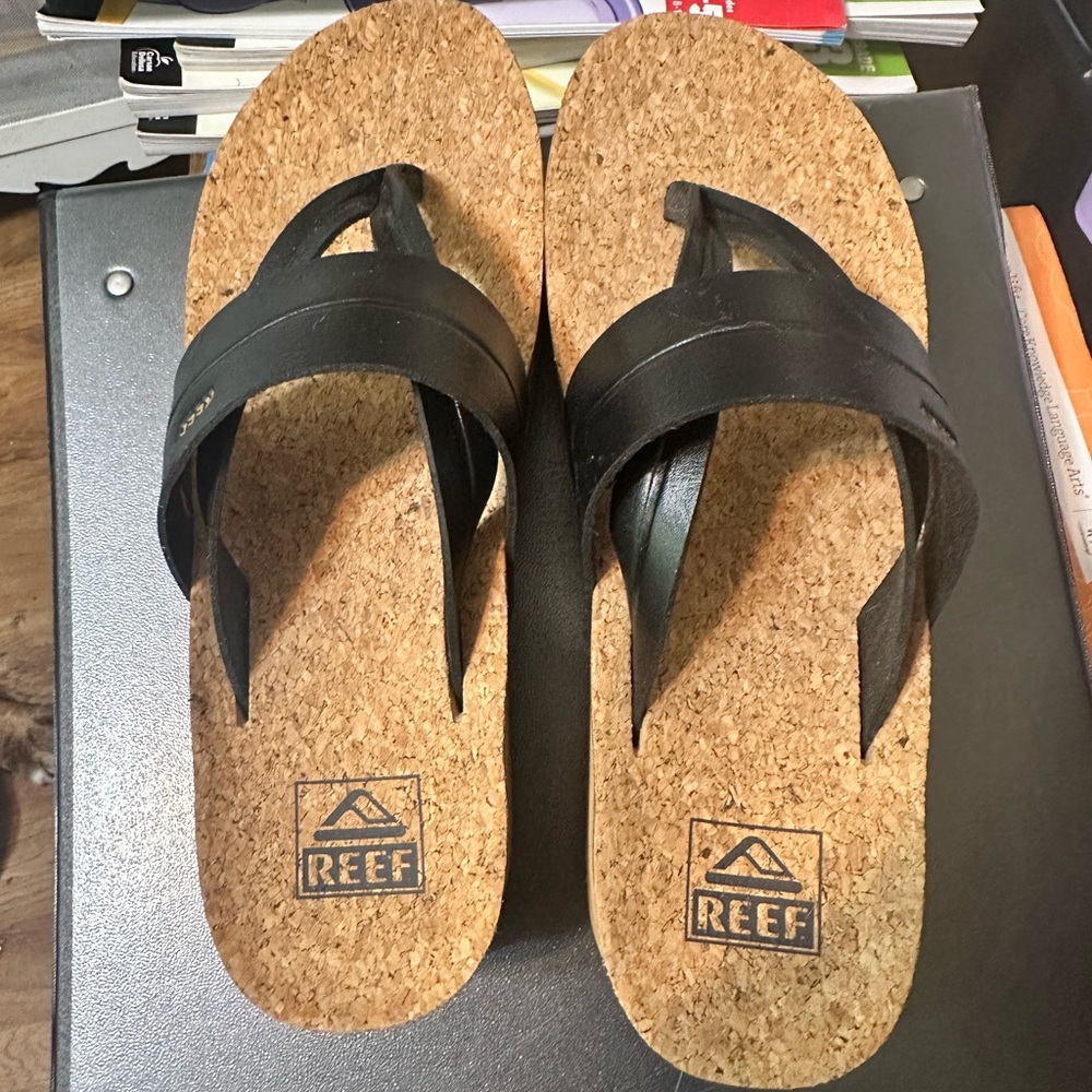 Reef Black Cork Flip-Flops